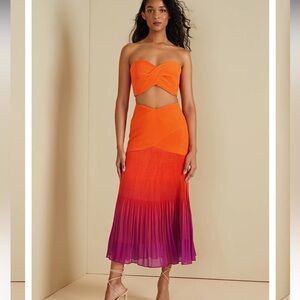 NWT AMUR Louise Pleated Maxi Skirt Sangria Dip